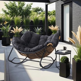 Bujany fotel ogrodowy z poduszką Elton, czarny