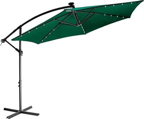 STILIST Parasol ogrodowy z rączką 3 m, zielony + LED