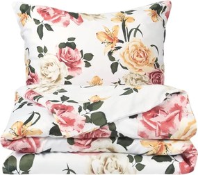 Matex Satynowa pościel Róże z liliami, 140 x 200cm, 70 x 90 cm