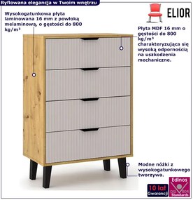 Kooda ryflowana z 4 szufladami dąb artisan + kaszmir K2-H94