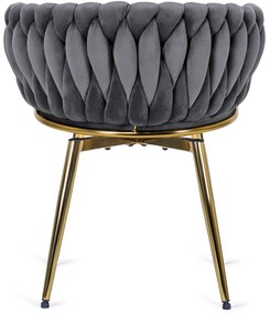 Zestaw Stół Okrągły SALLO 110 cm i 4 Krzesła Tapicerowane RUBI Szare Glamour