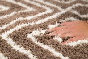 Dywan Shaggy Nano Light Mikrofibra brązowo-biały 120 cm x 160 cm