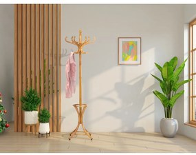 Drewniany wieszak stojakowy, ciemny dąb, 52 x 186 cm