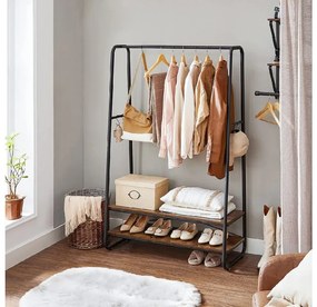 Stojak na ubrania z 2 półkami TAYLOR 100x45x160 cm, rustykalny brązowy