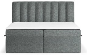 Ciemnoszare łóżko boxspring ze schowkiem 140x200 cm Novento – Maison de Rêve