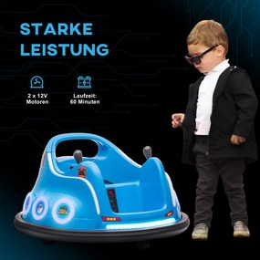 AIYAPLAY Dziecięcy autoscooter, obrót 360°, dla 3-5 lat, z pilotem, muzyką, Niebieski