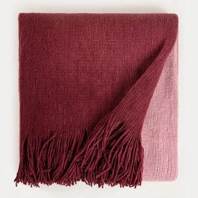 Koc FINNS ombre miękki burgundowy z frędzlami 130x170cm HOMLA