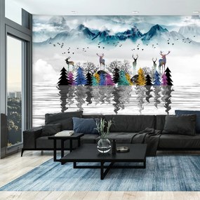 Fototapeta - Jeleń nad wodą (196x136 cm)