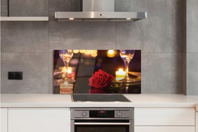 Szklany Panel Róża świeczki kieliszki