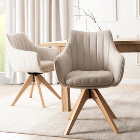 Krzesło Tapicerowane Obrotowe do Salonu LEMON Jasnobeżowe Nowoczesne Skandynawskie