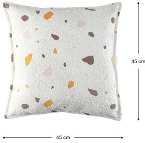 Kremowa poduszka na sofę dziecięcą z materiału bouclé/z tkaniny szenilowej Terrazzo Block – Wigiwama