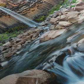 Obraz - Wodospad Svartifoss, Islandia (z zegarem) (90x30 cm)