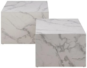 Białe stoliki w dekorze marmuru zestaw 2 szt. 58x58 cm Dice – Actona