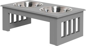 PawHut Stacja żywieniowa dla psów, antypoślizgowa, 44x24x15cm, Szara, 0,9L na miskę