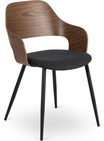 Krzesło Tapicerowane z Drewna Giętego ORBI Orzech/Czarne Nowoczesne Loft