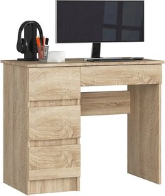 Biurko komputerowe AKORD A7 Dąb Sonoma 90 cm lewe 4 szuflady kolor Dąb Sonoma mat 90x50x77 cm