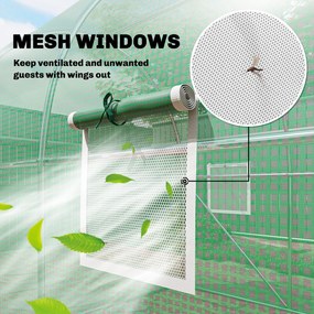 Outsunny Szklarnia 3 x 2 x 2 m tunel foliowy z zamykanymi drzwiami na zawiasach, 6 zwijanych okien z siatką, wspornikami | Aosom PL