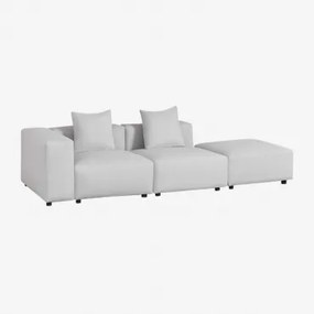 Modułowa Sofa Narożna Lewostronna Z 2 Części Z Wysokim Podłokietnikiem I Pufą ↔︎285 Cm Bruna Tkaniny Gris Glacial - Sklum