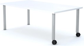 Stolik szkolny na kółkach Move prostokątny 140x75 cm, rozmiar 4-6, blat biały / nogi szare