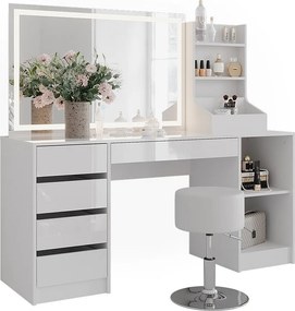 Stół do toalety biały/biały wysoki połysk 158.2x50.1x76 sherry