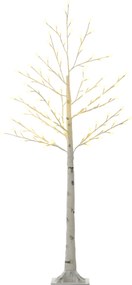 HOMCOM Sztuczna brzoza z 120 diodami LED, 3 poziomy jasności, składane gałęzie, IP44, 150 cm, Biały