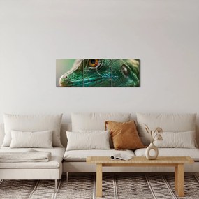 Szczegółowy obraz jaszczurki (z zegarem) (90x30 cm)