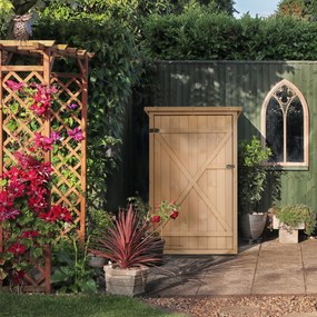 Outsunny szafa ogrodowa drewniana na narzędzia 75x56x115 cm naturalny wygląd | Aosom PL