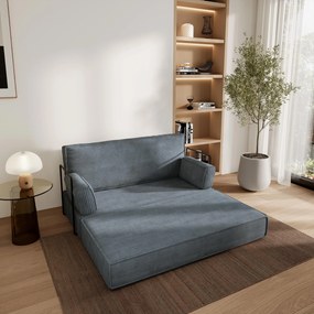 Masseno Sofa piankowa LADIA z funkcją spania, Kanapa z pianki do salonu, Bezmontażowa, Tkanina sztruksowa – Szary POSO 60