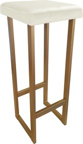 Hoker ALEX krzesło barowe tkanina Welur podstawa metalowa : Kolor Stelaża - Złoty, Kolor tkaniny - VELVET - MG50, Wysokość - 90 cm