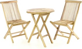 Komplet 2 x składane krzesła 1 x stolik DIVERO z drewna tekowego