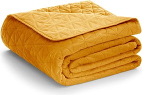 Żółta narzuta pikowana z aksamitu 170x210 cm Laila – AmeliaHome