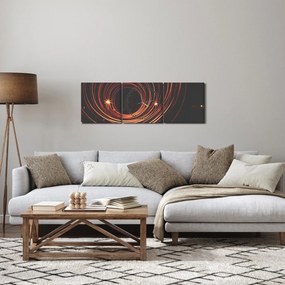 Obraz abstrakcyjnych linii (z zegarem) (90x30 cm)