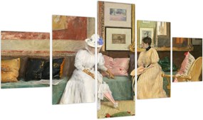 Obraz - William Merritt Chase, A Friendly Call, reprodukcje (125x70 cm)