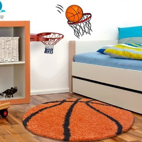 Dywan dziecięcy Shaggy Fun pomarańczowy-piłka 100 cm x 100 cm koło