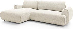Masseno Narożnik ZEST z funkcją spania i pojemnikiem na pościel Narozniki L, Rozkładana sofa - Kremowy, PUENTE 03