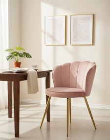 Różowe krzesło muszelka w stylu glamour - Larry