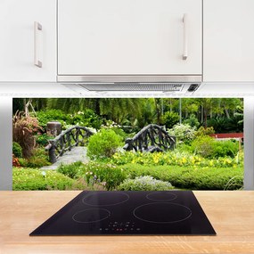 Szkło do Kuchni na Ścianę Drewniany Mostek W Ogrodzie