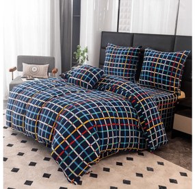 PrzytulneMieszkanie.pl PrzytulneMieszkanie.pl Pościel z mikropluszu GRID ciemnoniebieska Rozmiar pościeli: 2 szt 70 x 90 cm | 200 x 220 cm