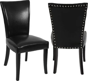 Krzesło do jadalni Edinburgh (zestaw 2 sztuk),  sztuczna skóra, czarny, ciemne nogi