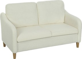 HOMCOM Dwuosobowa sofa mała sofa w stylu Sherpa-fleece 137 cm do salonu kremowa | Aosom PL