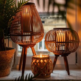 Lampion MASAYA ogrodowy naturalny 15x11x61 cm HOMLA