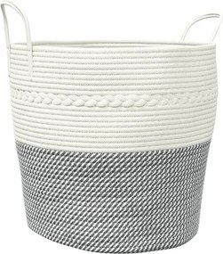 Materiałowy kosz na pranie z uchwytami biały + szary R5-T56