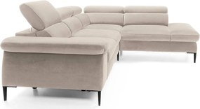 Beżowy narożnik w kształcie L z zagłówkami C0-M87