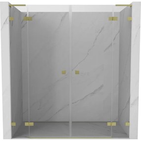 Mexen Lunar L Duo drzwi prysznicowe uchylne 190 cm, transparent, złote szczotkowane - 834DL-190-000-55-00
