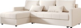 PROMOCJA Rozkładany dwustronny narożnik L VENORIA 220x143 cm, kremowy + 2 poduszki GRATIS II gatunek