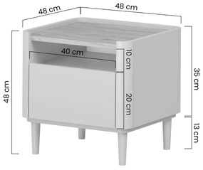 Szafka nocna Elivo 50 cm z szufladą na nóżkach - kaszmir / dąb olejowany