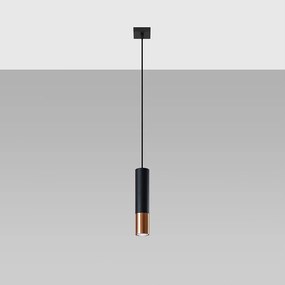 Lampy wiszące nowoczesny Zarpex, stal - 1 źródło światła 4000K - L.8 x H.100 cm - czarny/miedź