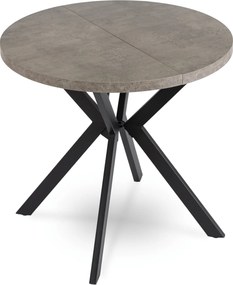 Rozkładany stół jadalniany okrągły Dorian 80-160 cm, beton/czarny