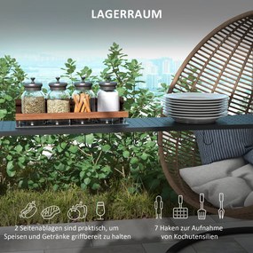 Outsunny Grillpavillon, 2 boczne półki, haki, konstrukcja stalowa, 1,1 x 2,3m, Khaki