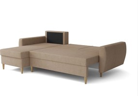 Narożnik z funkcją spania lewostronny  ROMEO L, tkanina Riviera 100 czarna, 234x156x74 cm